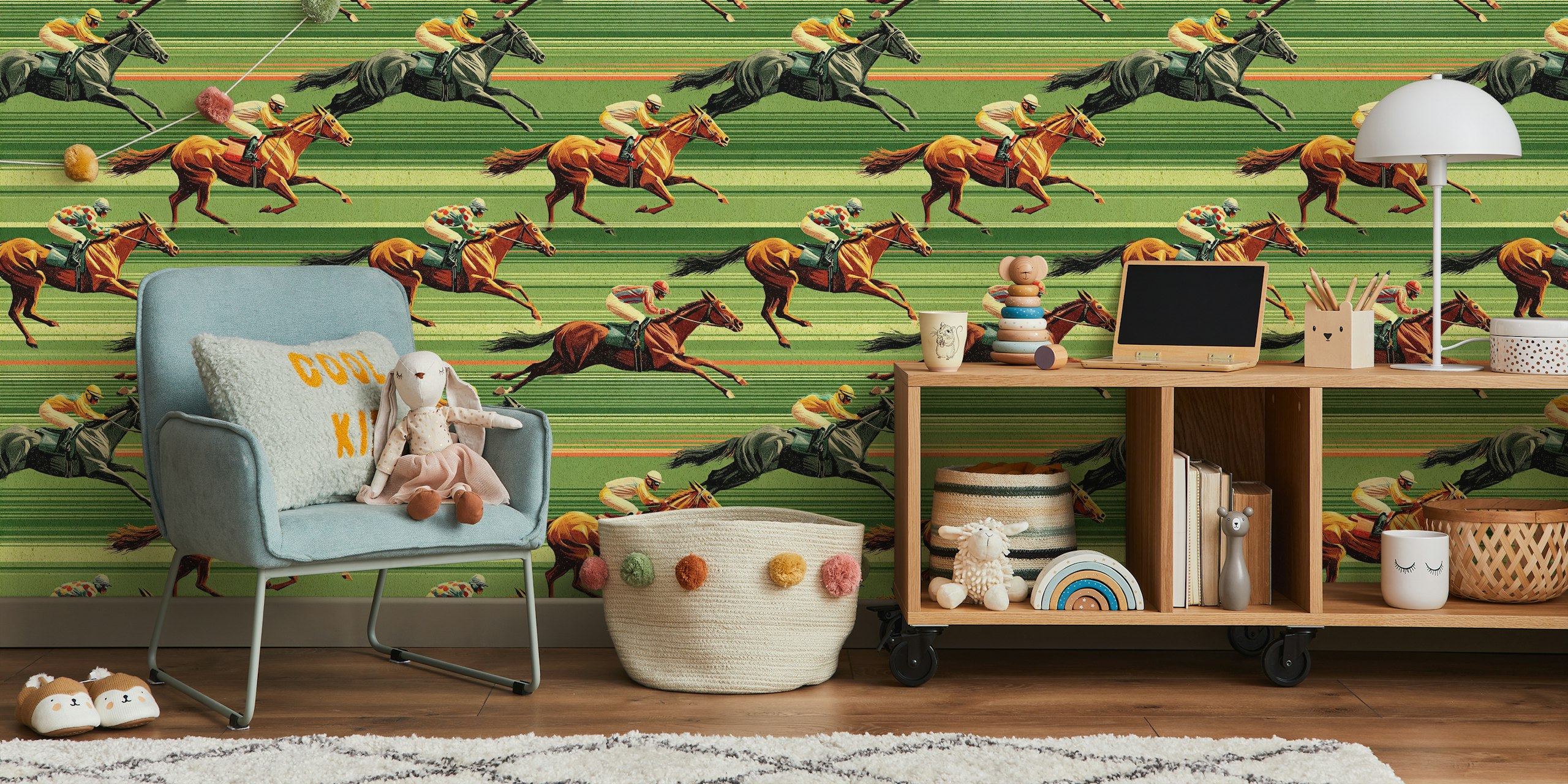 Papel pintado Derby Dash en una habitación moderna