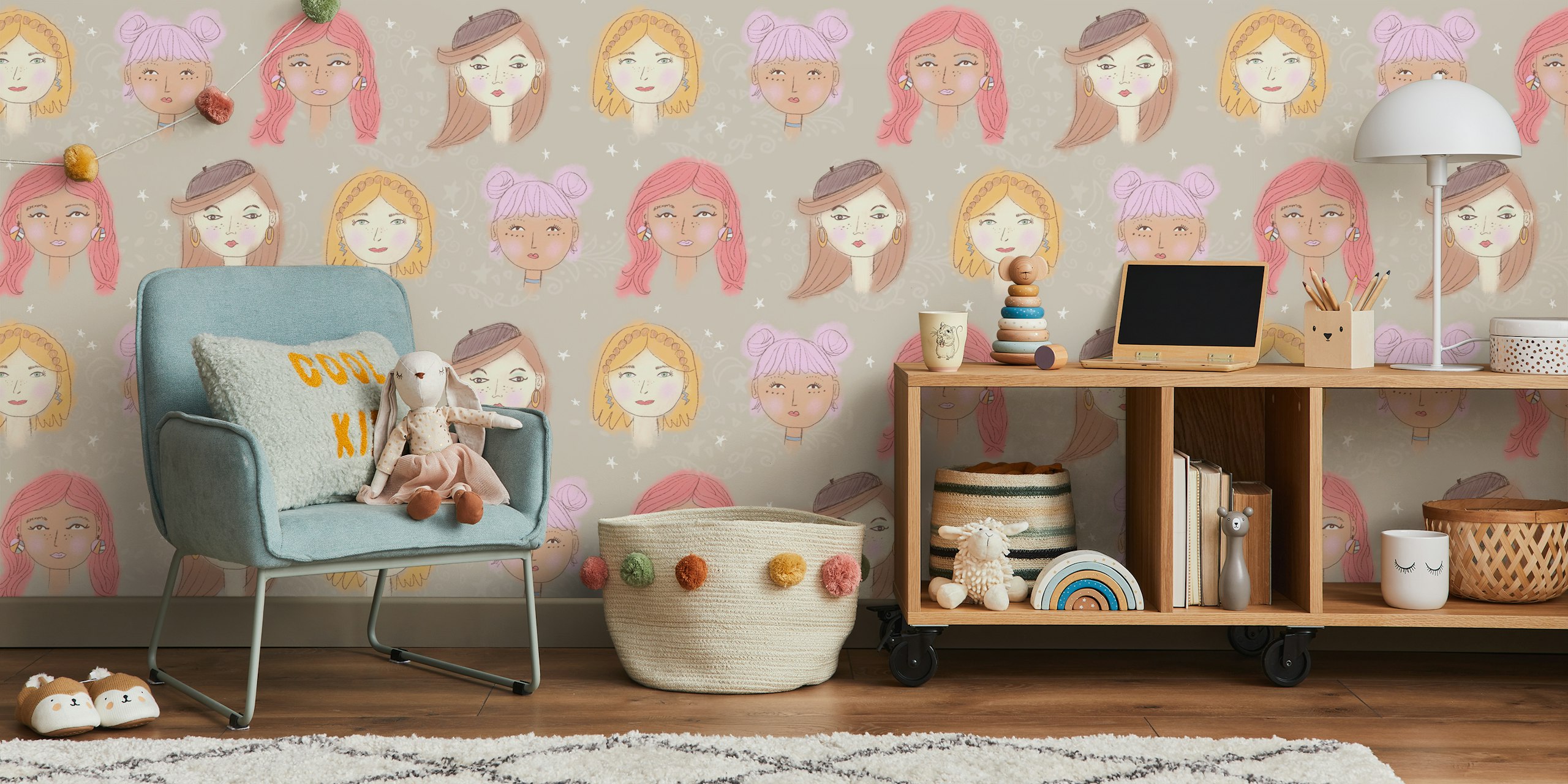 Cool Girls wallpaper design in a room