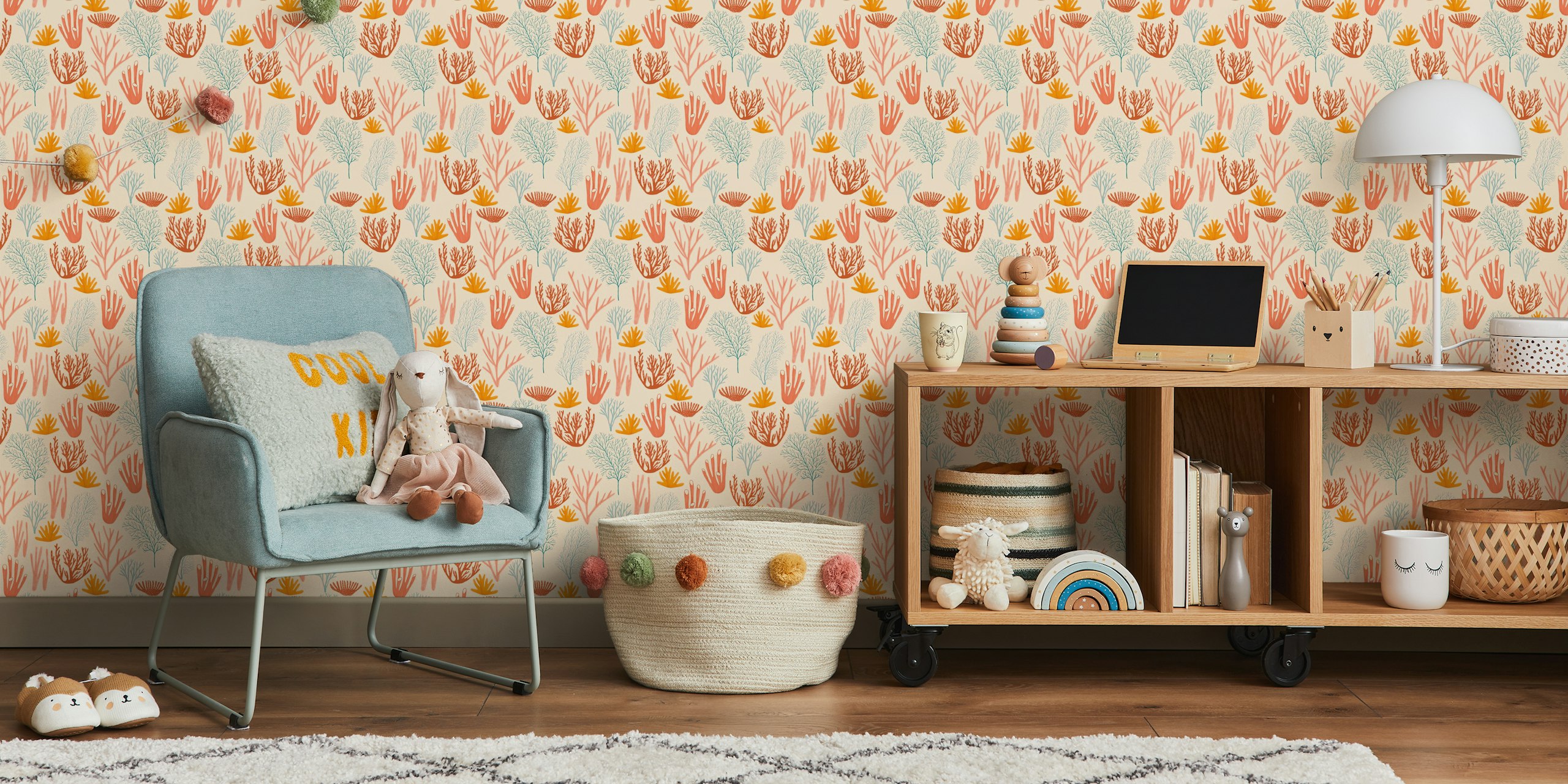 Tropical Coral Vibes tapet i et rom