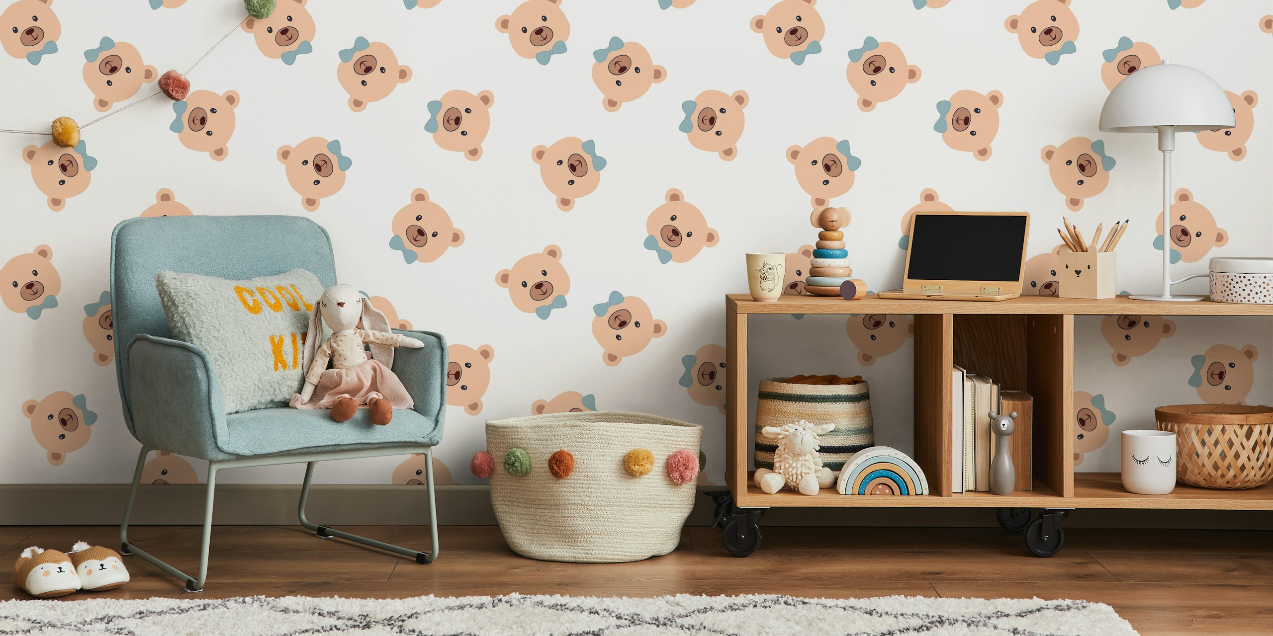 Cute bear with bow tie design tapet