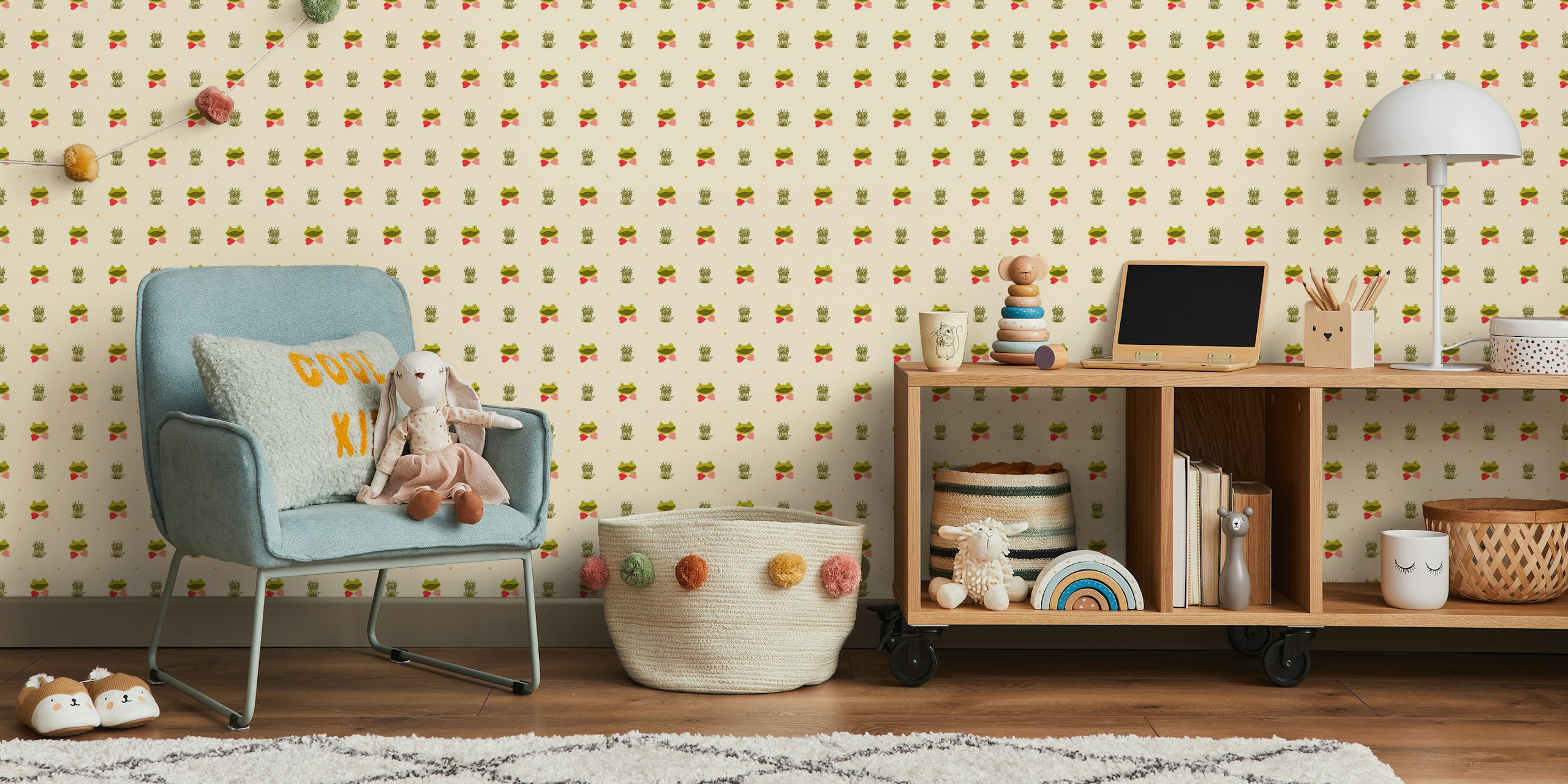 Papier peint Happy Frog beige dans une pièce