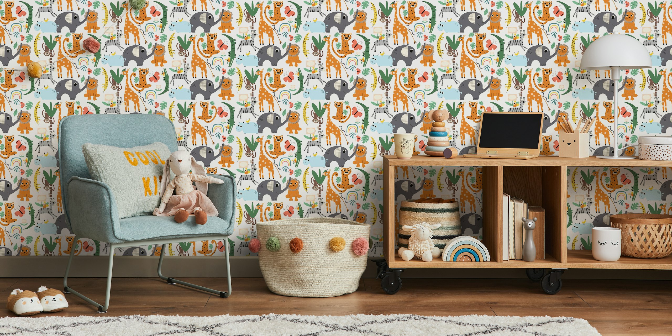 Kids Jungle Safari wallpaper design in a room