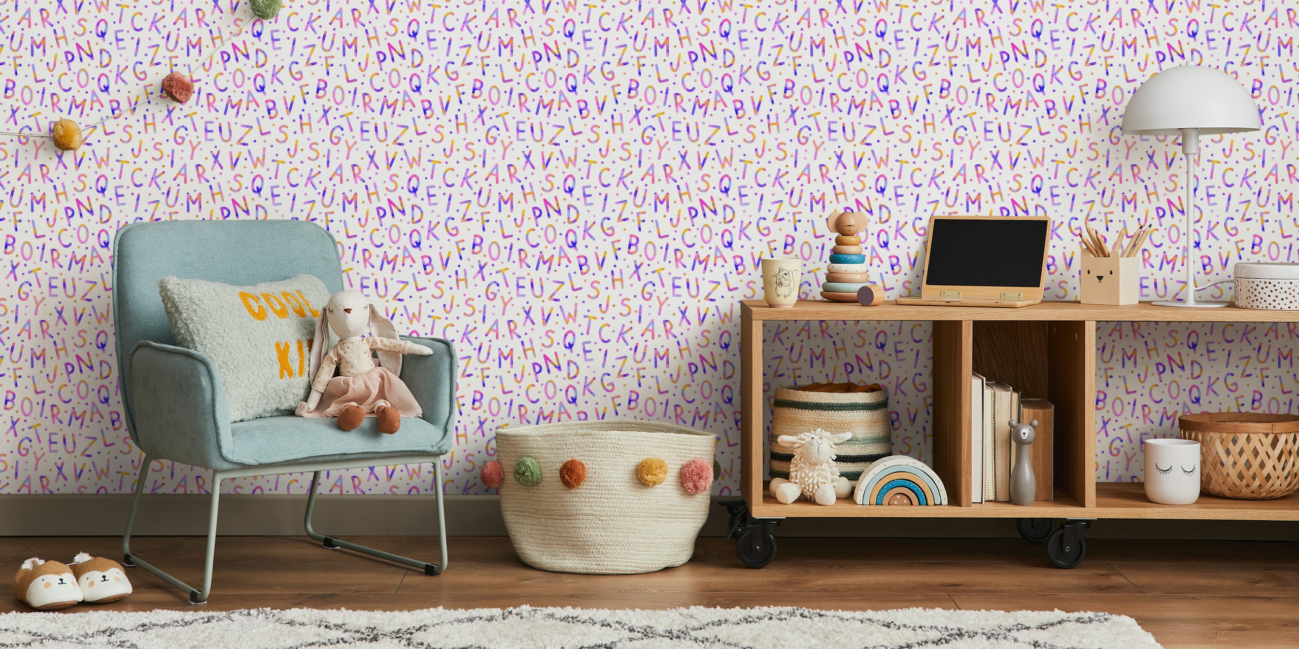 Colorful letters of the alphabet wall mural for children's room