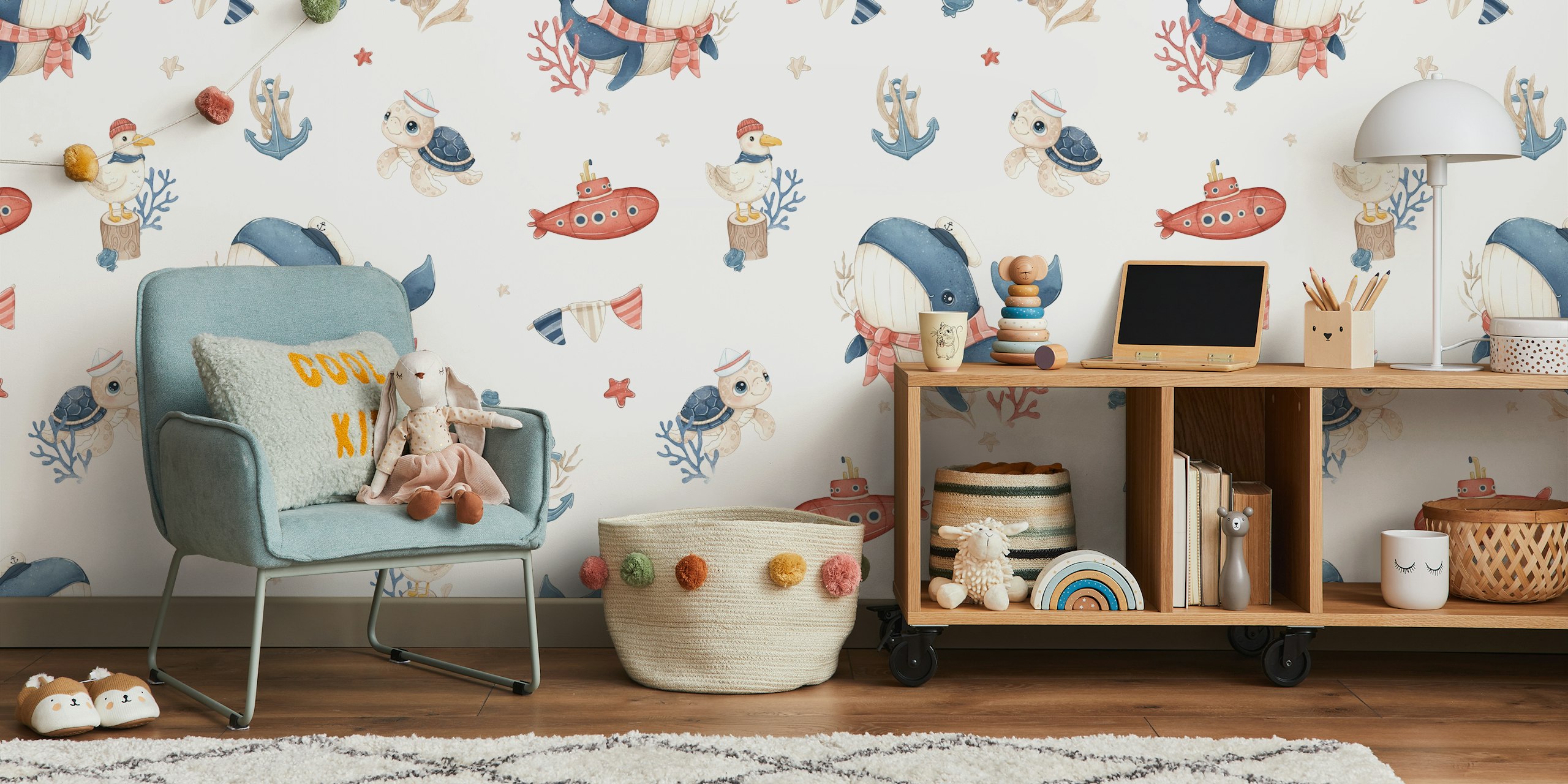 Sailor Buddies wallpaper in a bright room