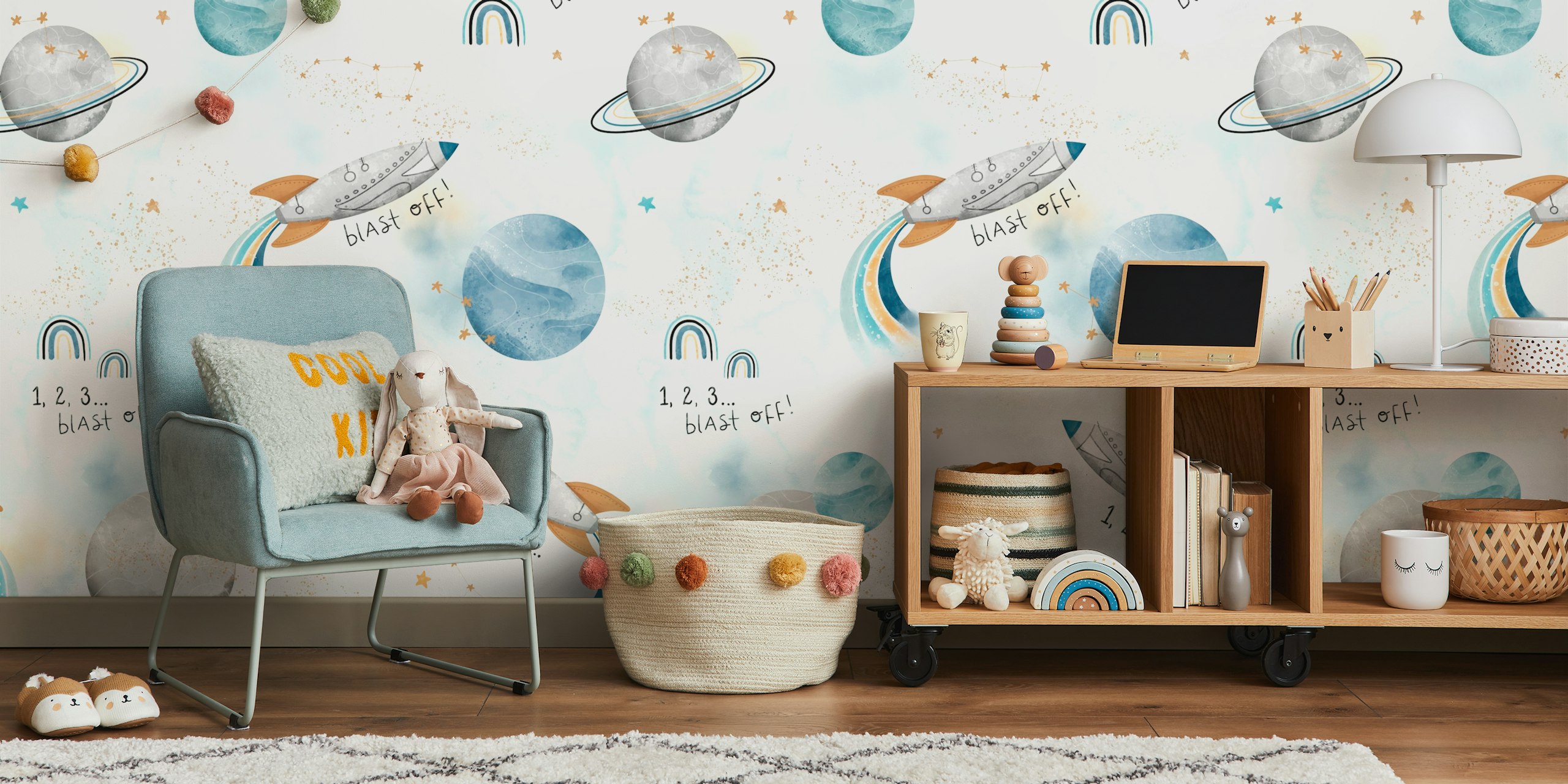 Blast Off - papel pintado blanco en una habitación