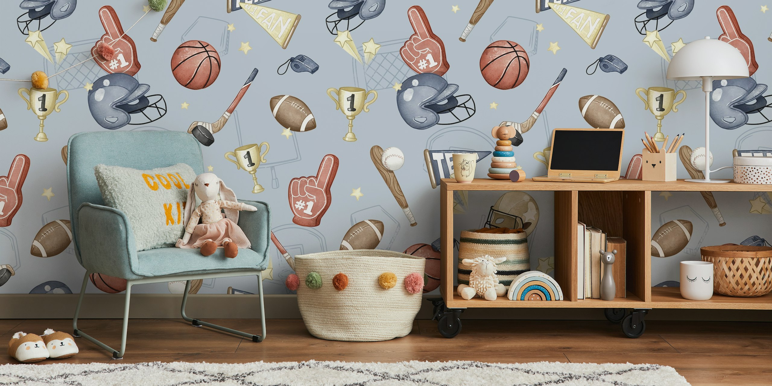 Projekt tapety American Sports w pokoju