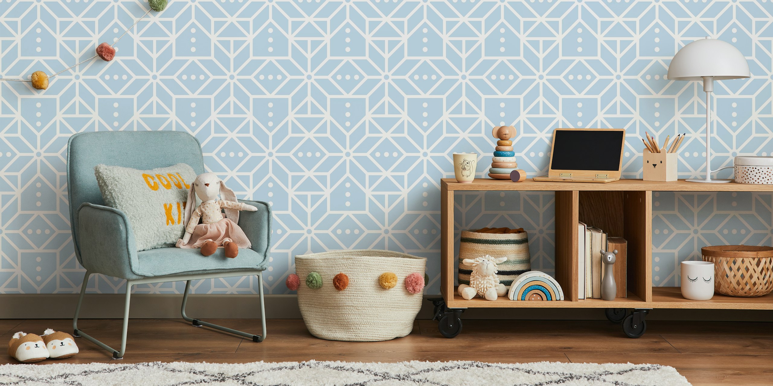 Nordic Stars wallpaper in a blue room