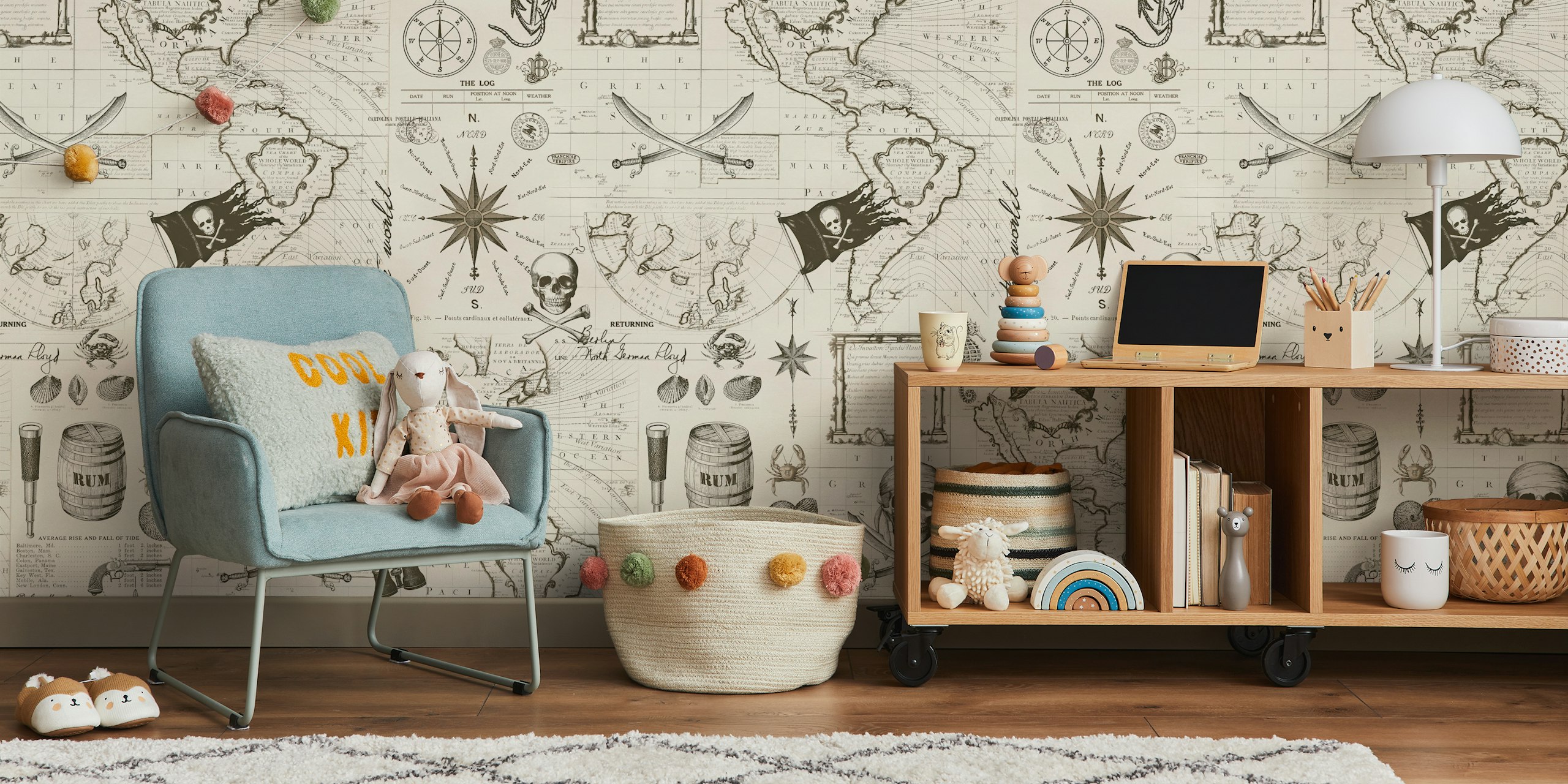 Nautical mural wallpaper in a room
