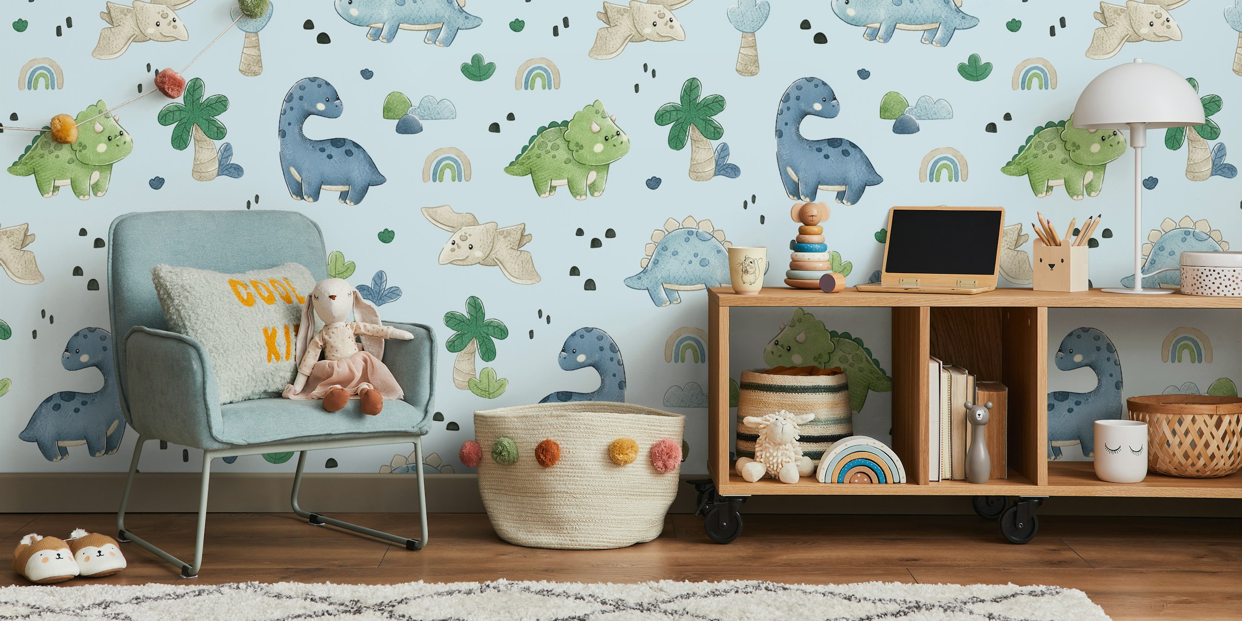Little Dino Dreams wallpaper in a room