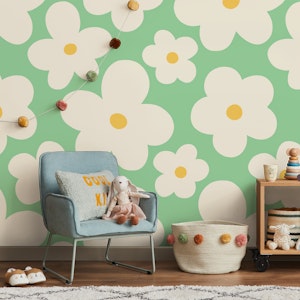Lulu Scandi Flowers - Green with Yellow