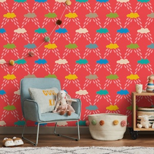 Cloudburst Kids Raindrops Brights Red
