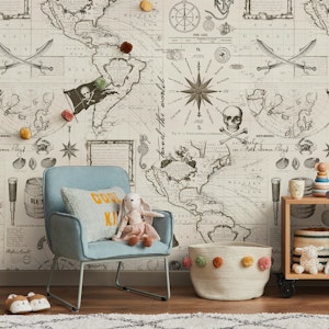 Sail The Seven Seas Nautical Mural Beige