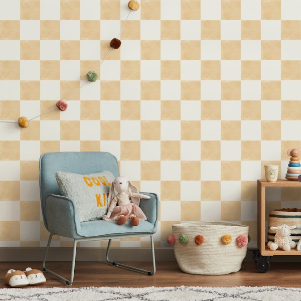 Golden Vintage Watercolour Checkered Squares