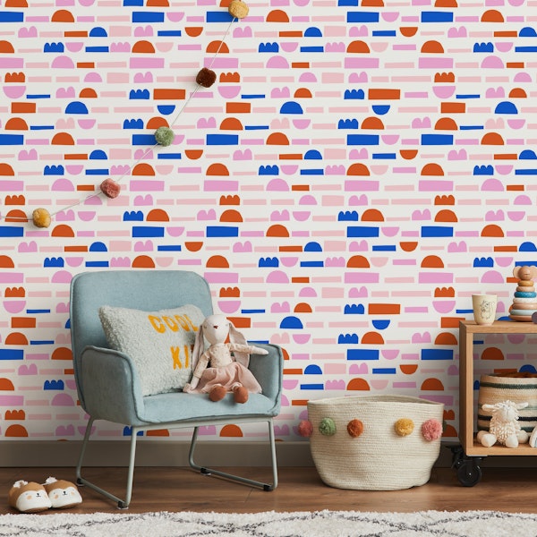 Fun shapes red blue pink
