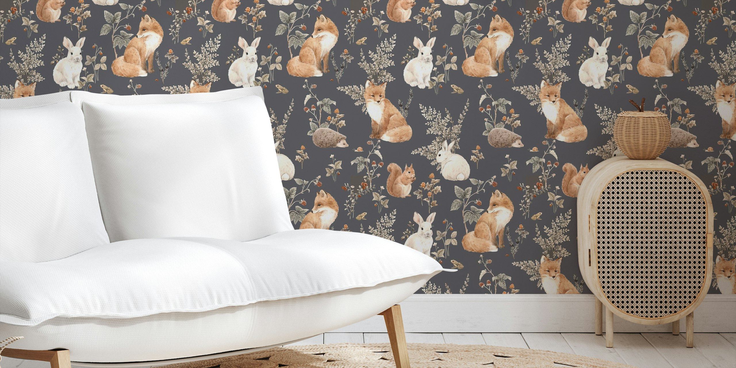 Grey Woodland Wonders wallpaper design