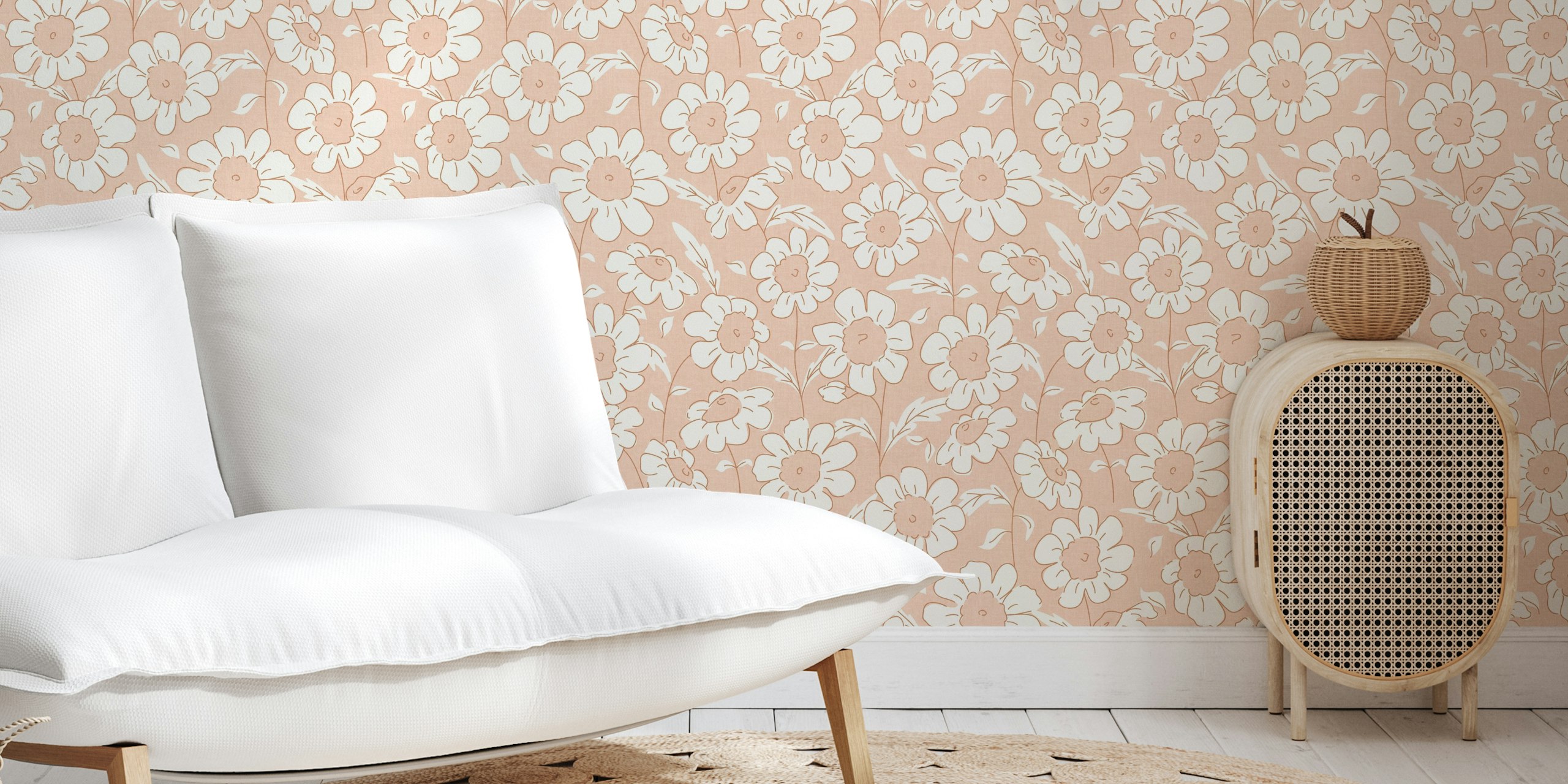 Vintage Daisy Meadow wallpaper σε ένα δωμάτιο