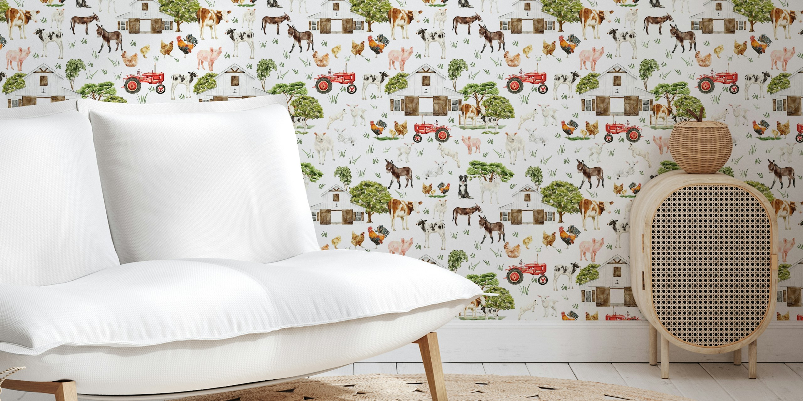 Diseño de papel pintado Rustic Farmhouse Charm en una habitación