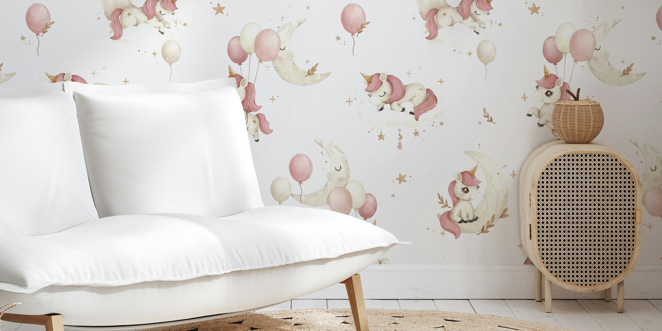Snuggle Unicorns wallpaper in a room