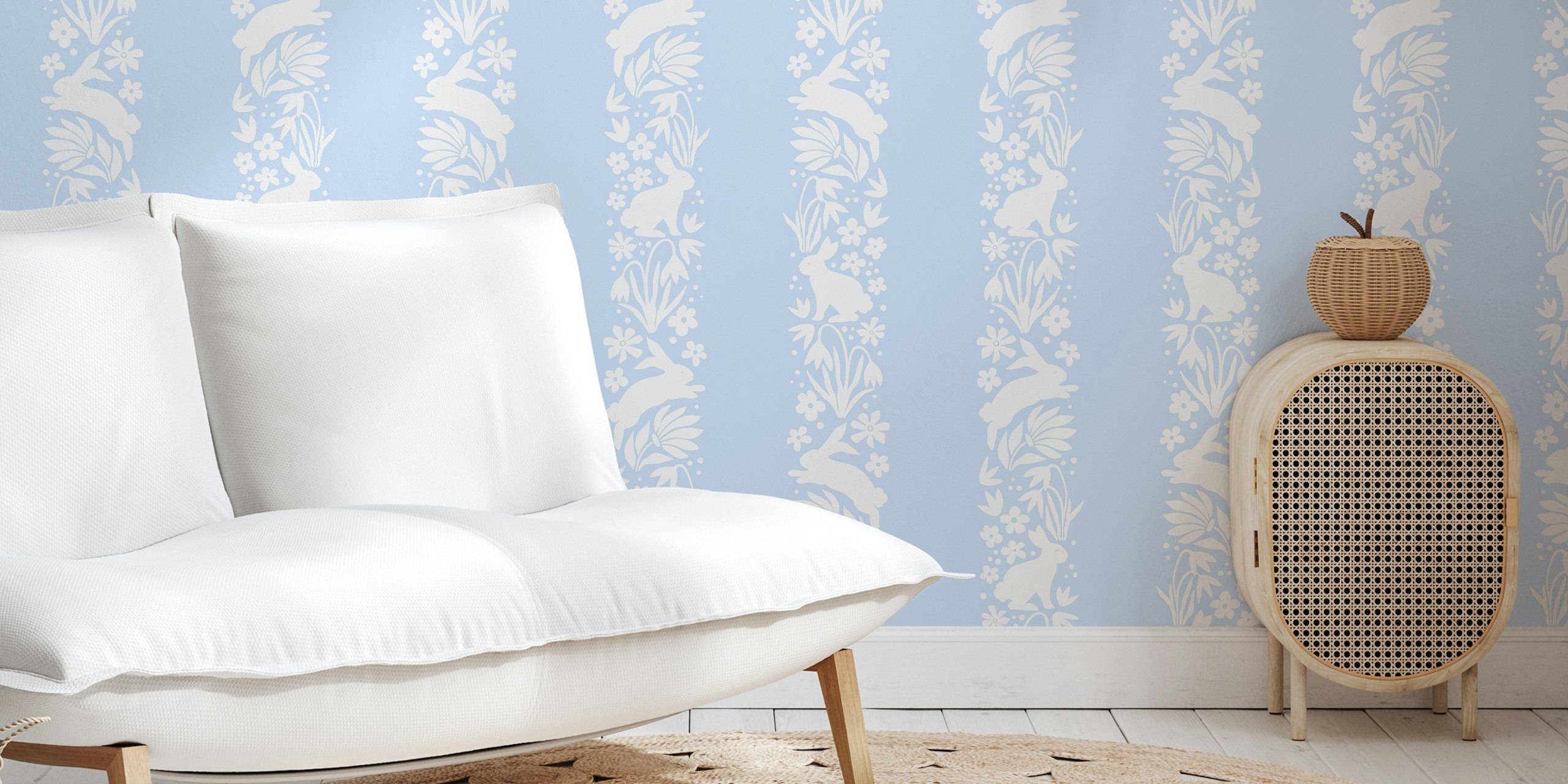 Bunny stripes Tapete in einem Raum