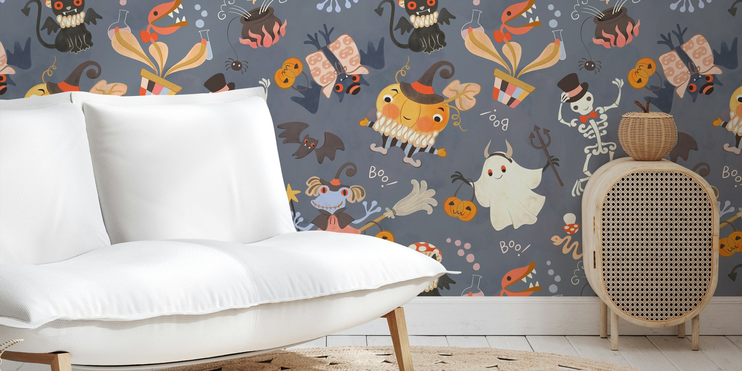 Halloween cute little monsters design de papel de parede