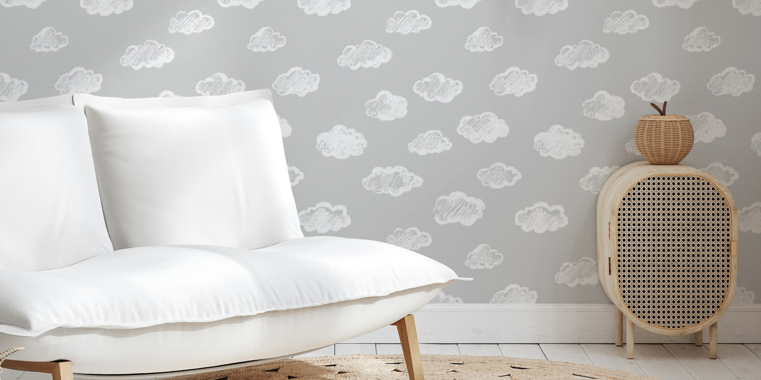 Chalk clouds pattern wallpaper σε ένα δωμάτιο