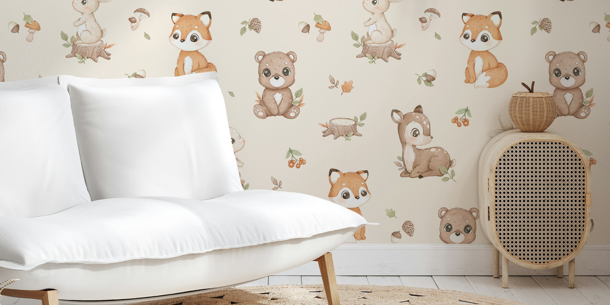 Tapeta Little Woodland Friends w pokoju