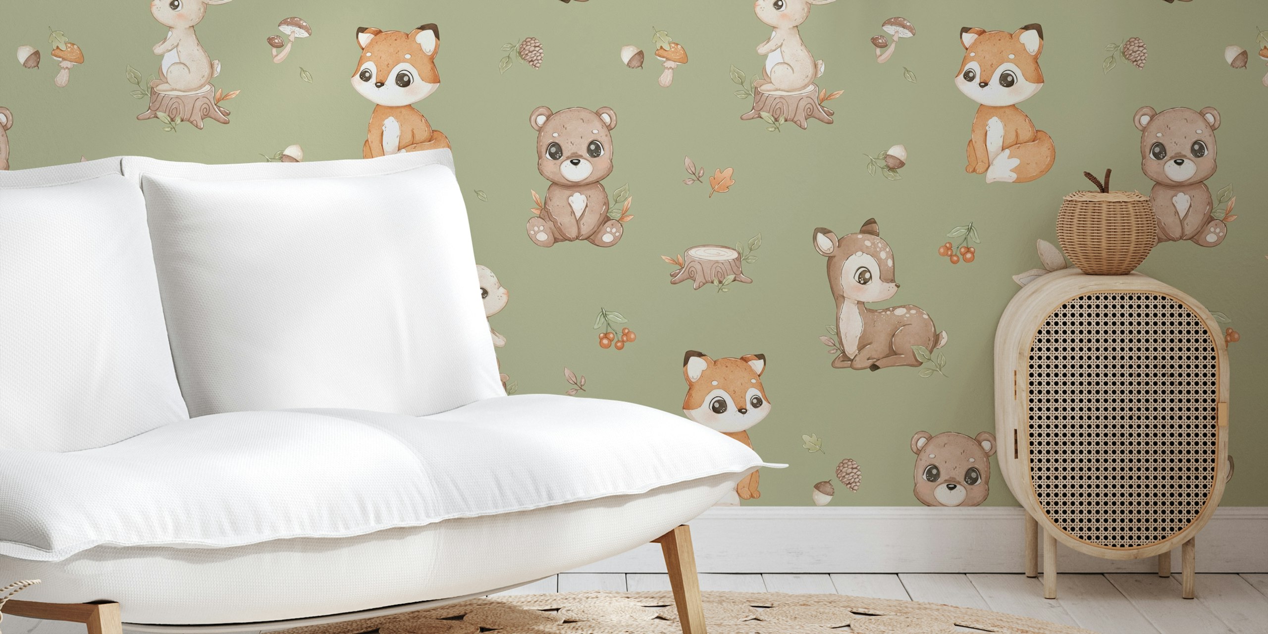 Tapeta Little Woodland Friends w pokoju