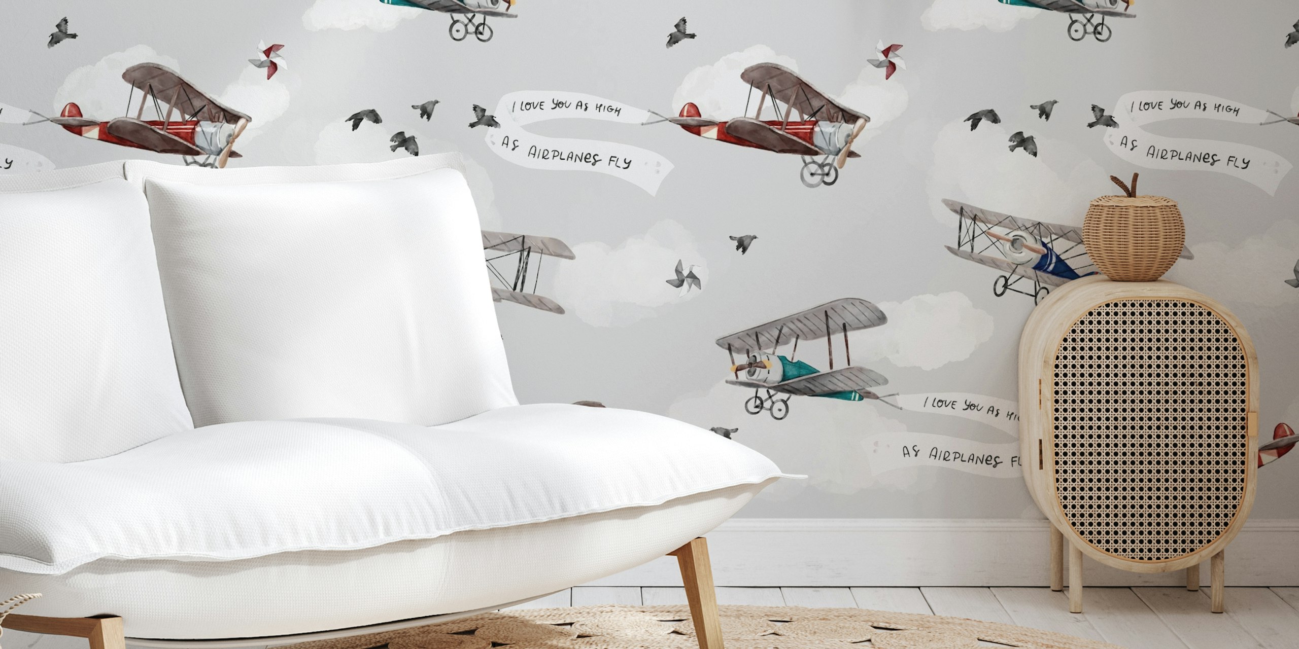 Love You High grey wallpaper in a room