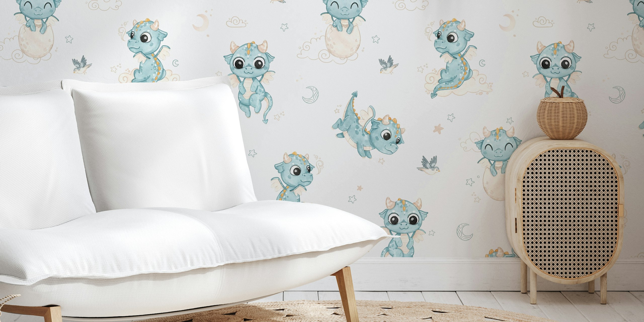 Baby Dragon beige tapeta w pokoju