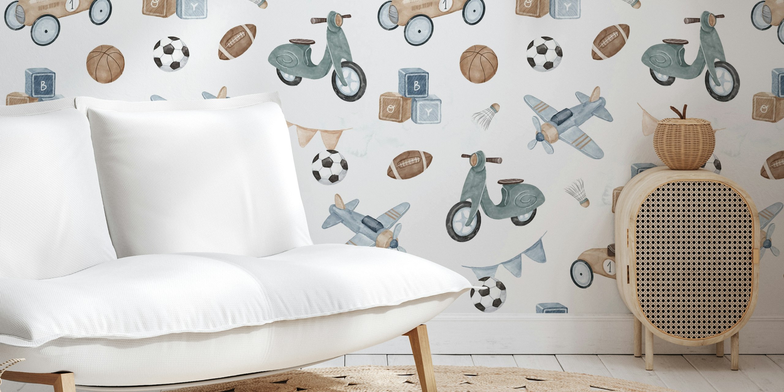 Retro Boys' World Tapete in einem Raum