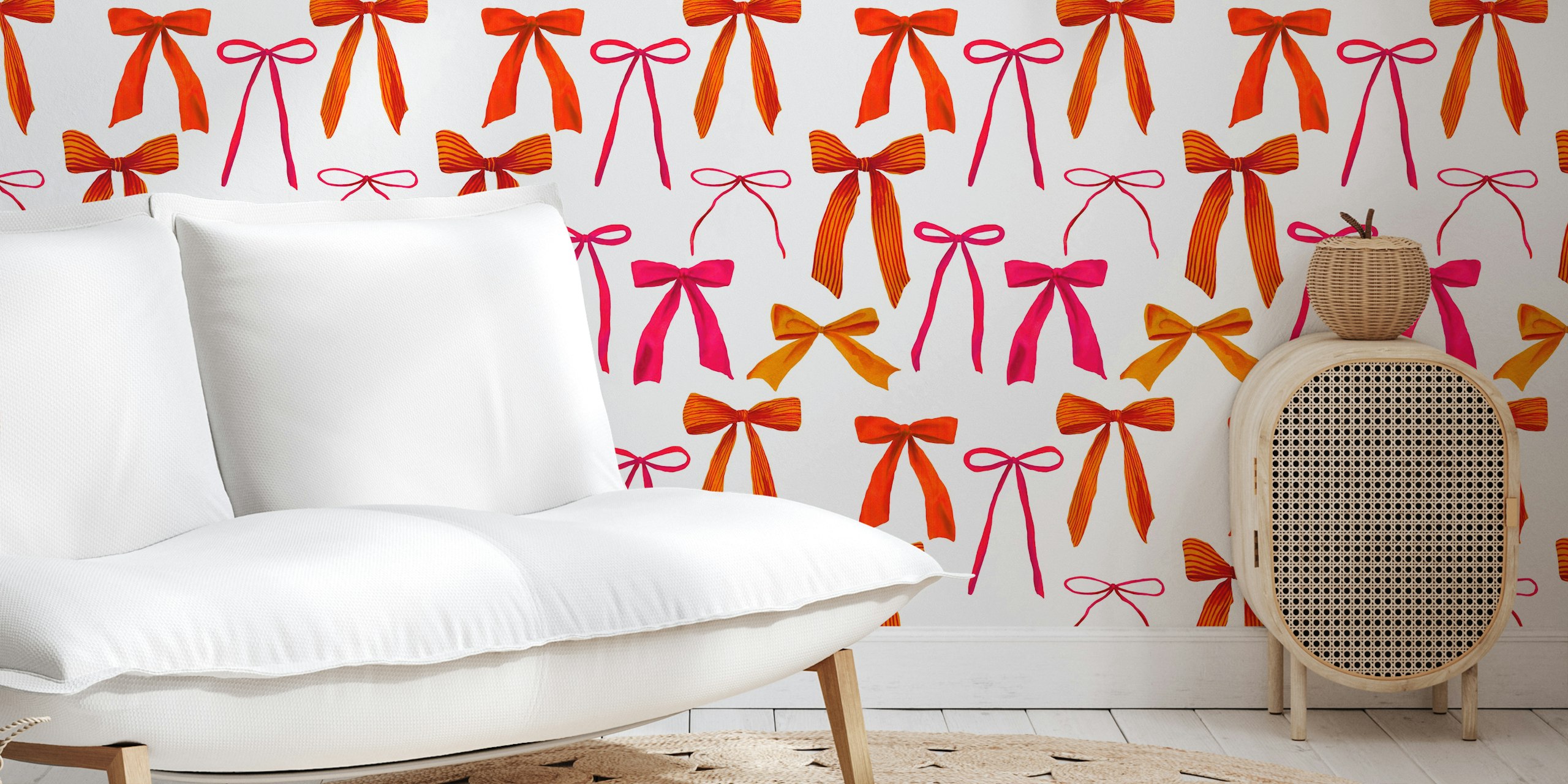 Chic watercolor bows papel de parede em um quarto