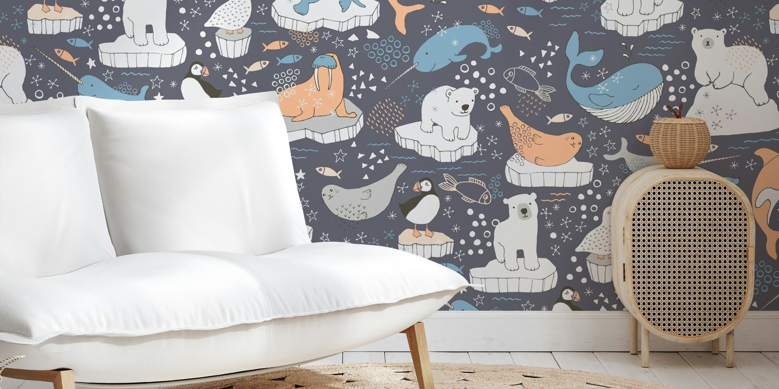 Papier peint Arctic Animals dans un cadre de pièce