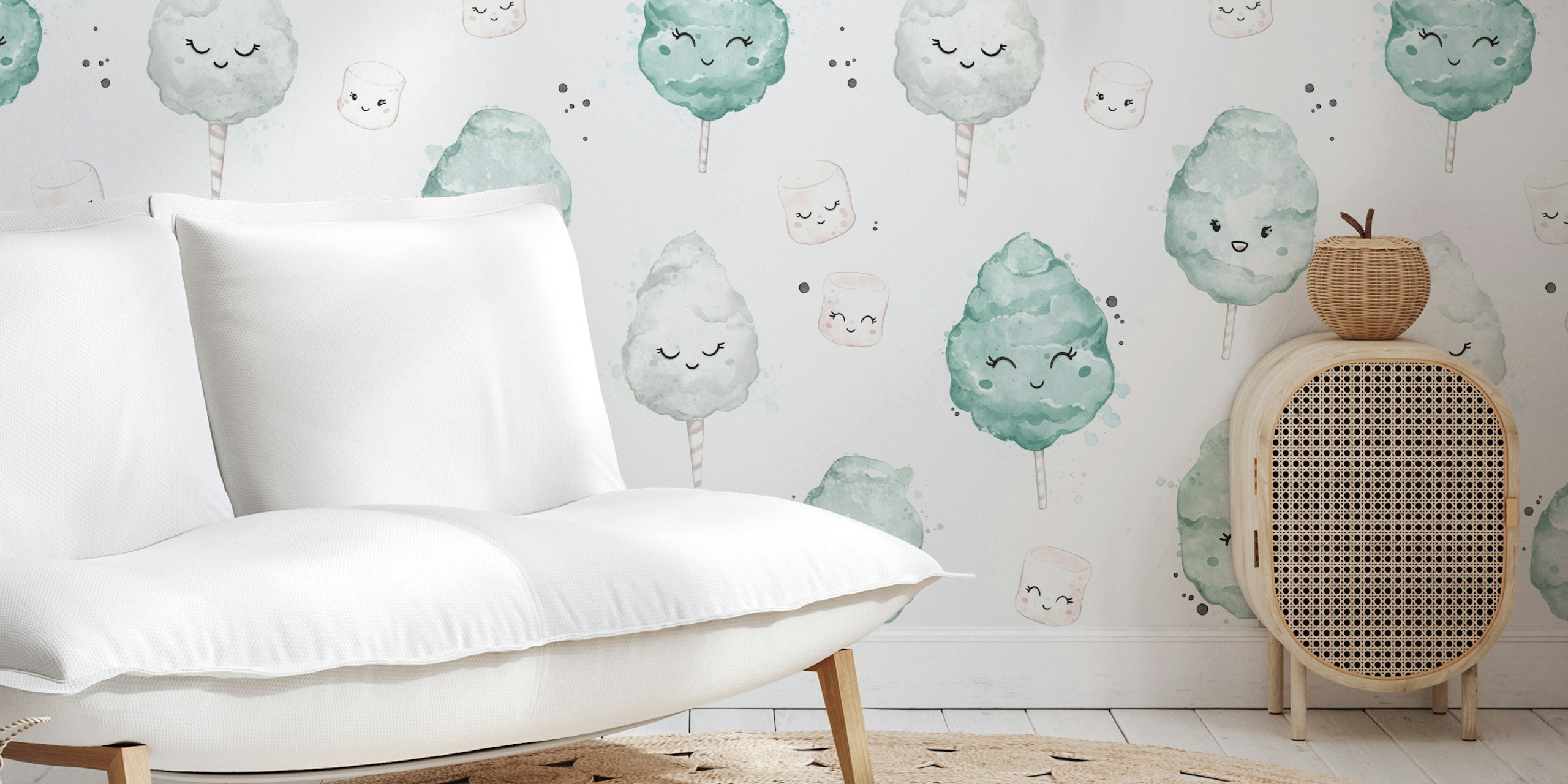 Tapeta Cotton Candy mint v pokoji