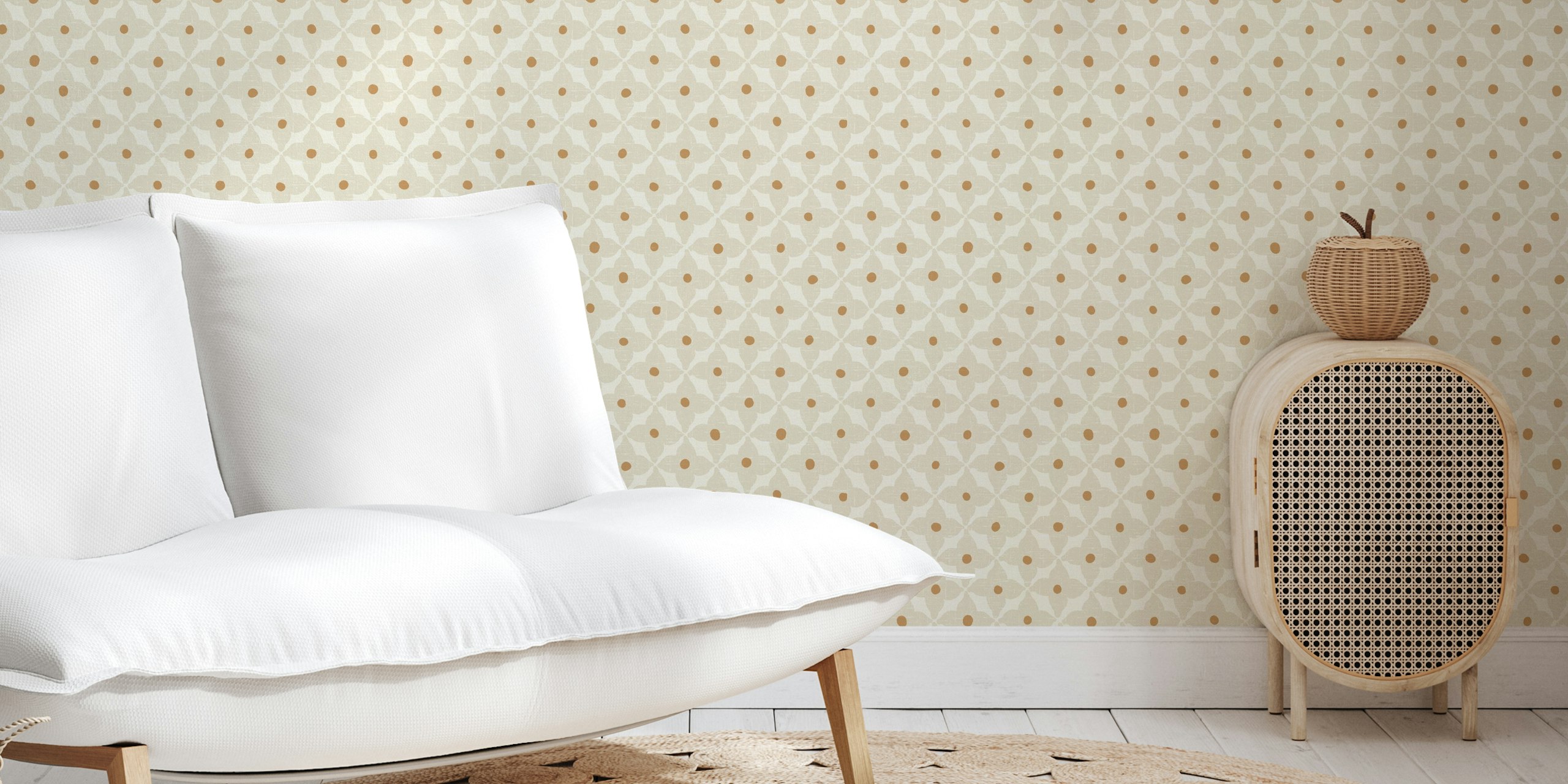 Grid Retro Daisy Flower tapet i et rom