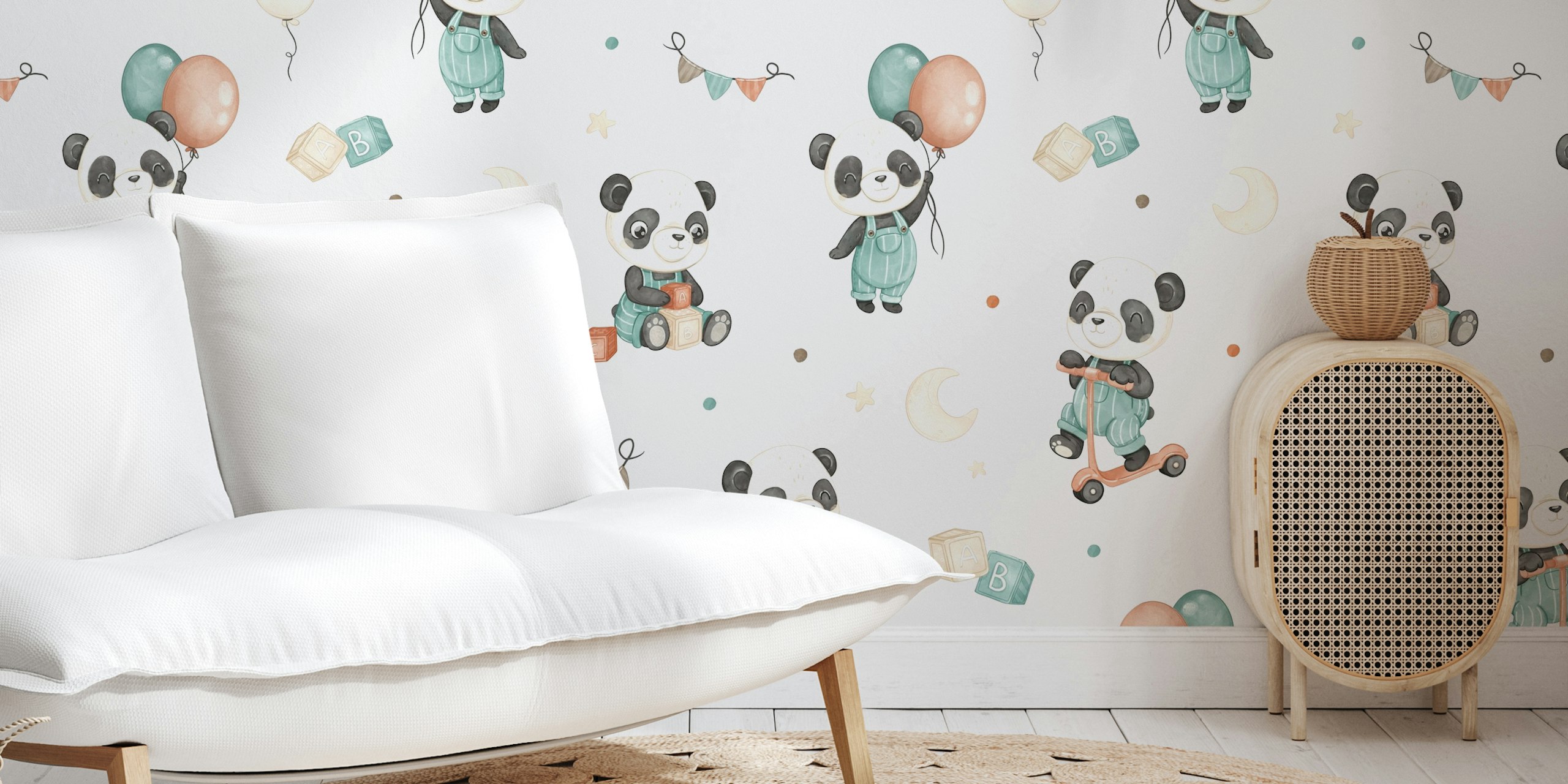 Panda Fun papier peint dans une pièce