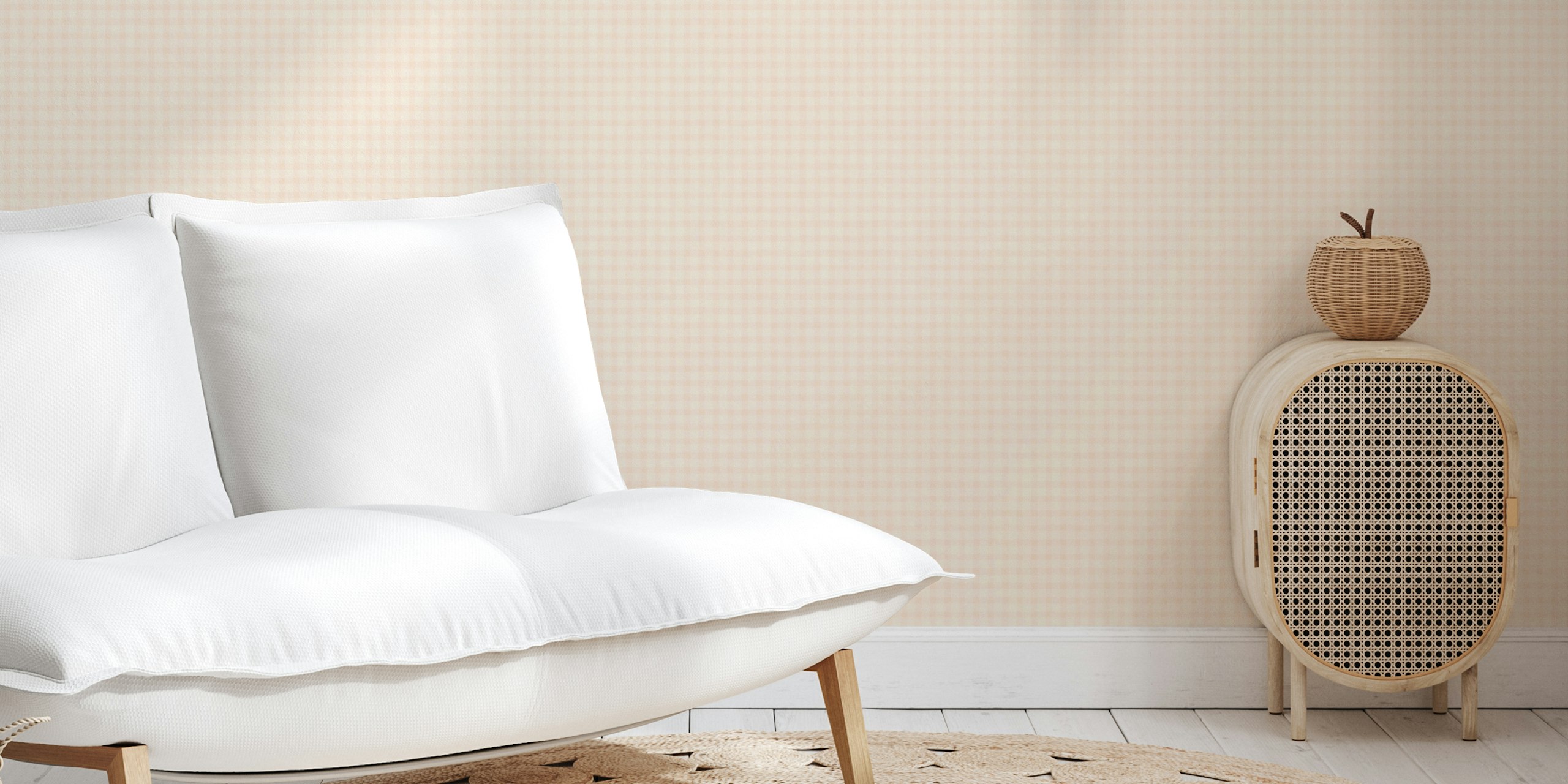 Light peach gingham pattern wallpaper