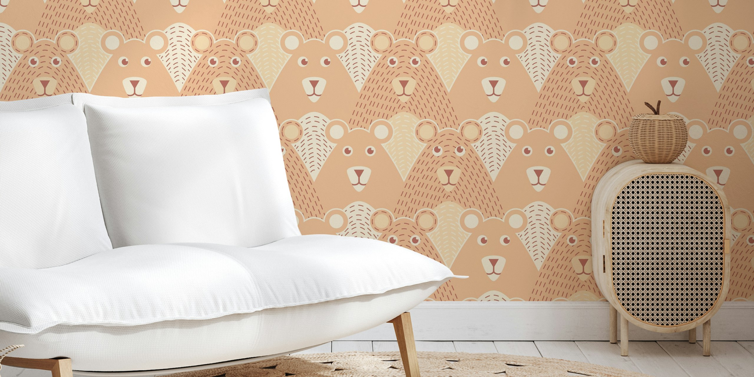 Soft tan bear pattern wallpaper in neutral colors