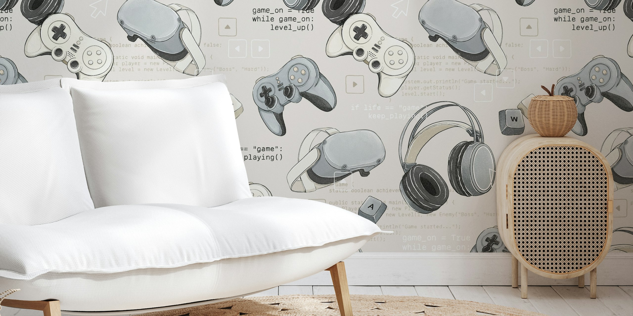 Game Mode: On wallpaper in a stylish room