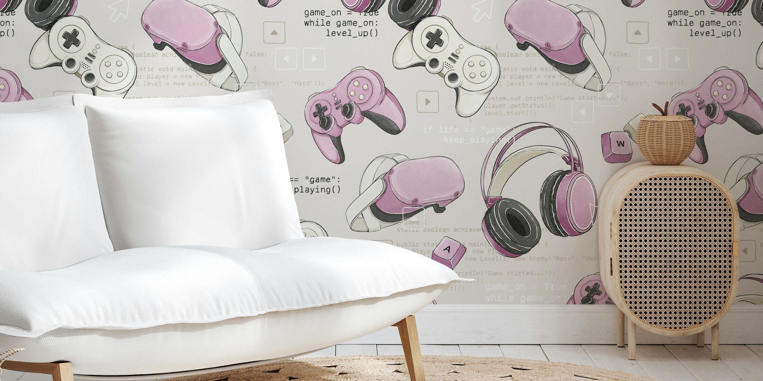 Game Mode: On wallpaper in a room setting