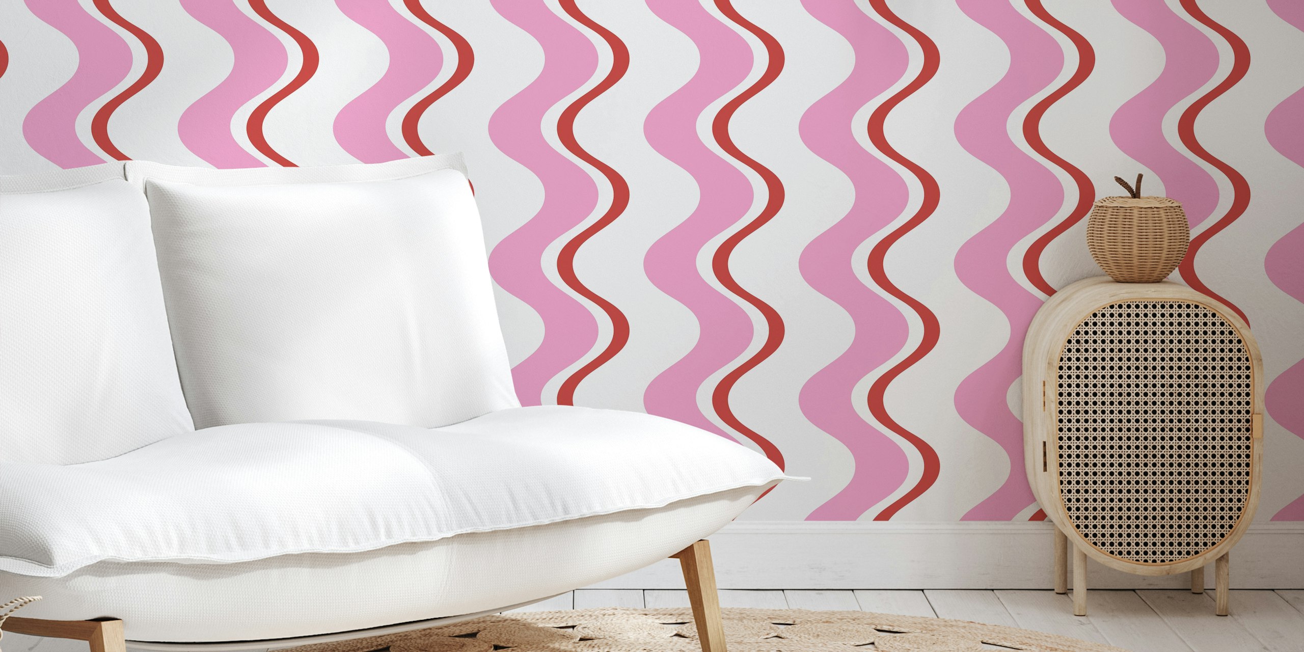 Red and pink wave stripes abstract wallpaper