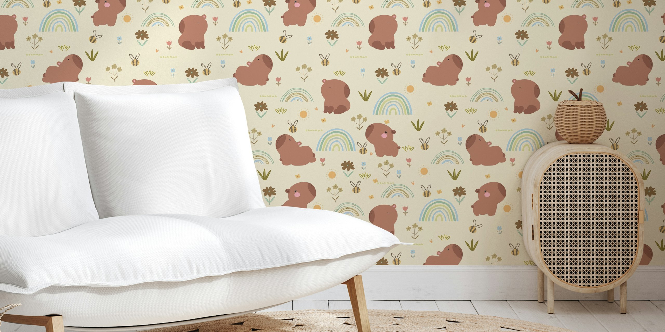 Tapeta Playful Capybaras u sobi