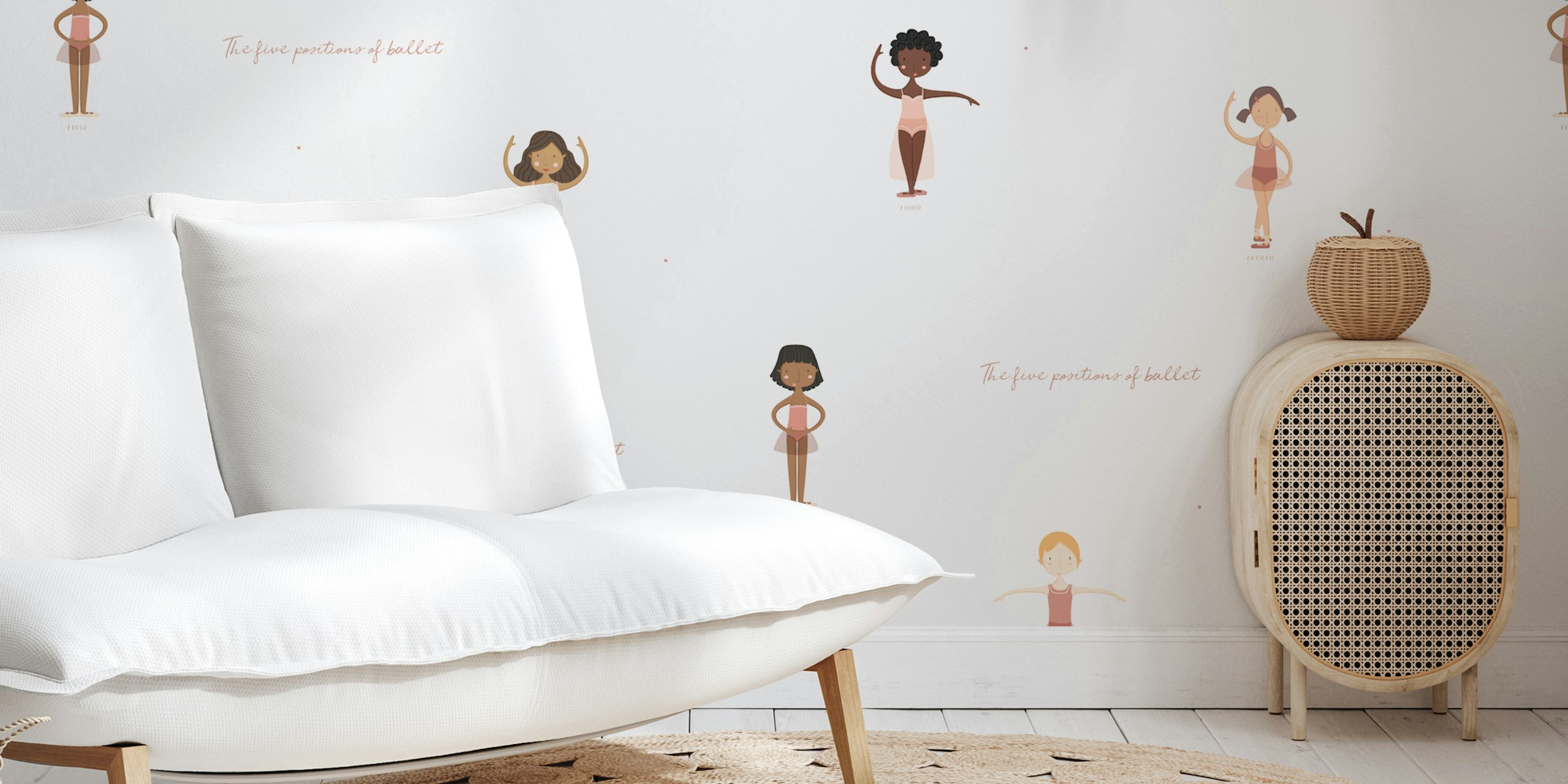 Five Ballet Poses papel pintado en una habitación