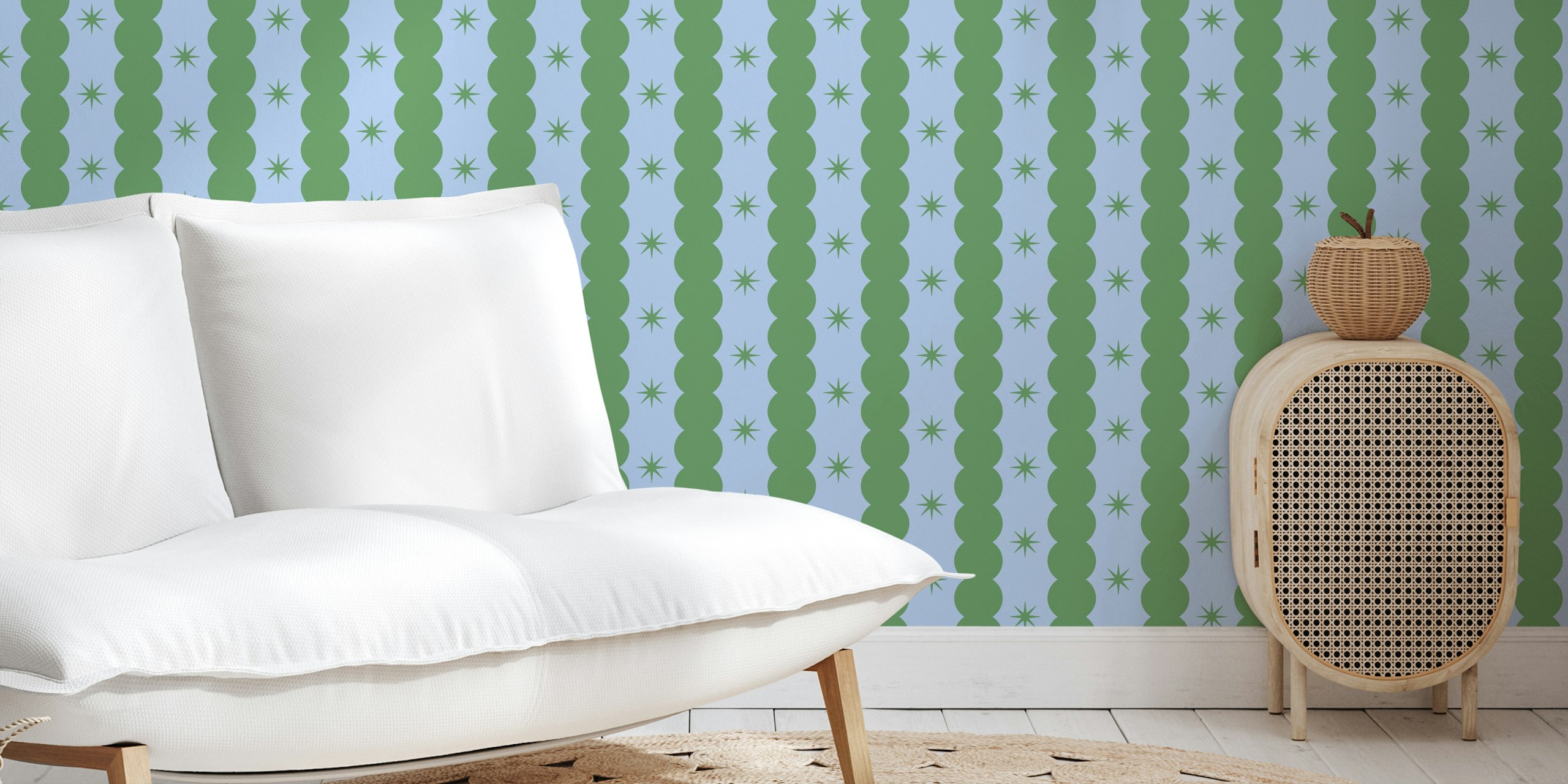 Papel de parede Bubble stripes with stars em um quarto