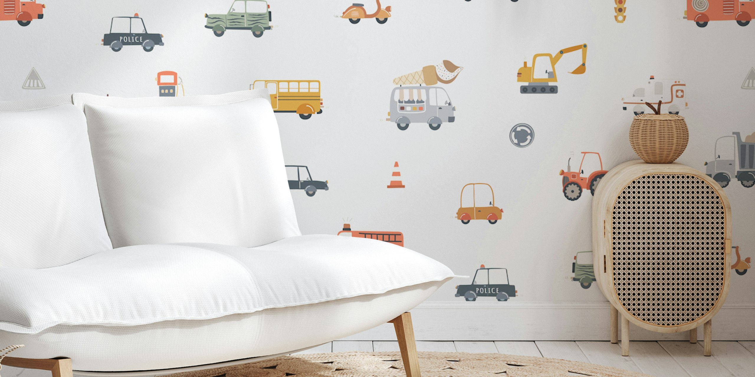Colorful Vehicle Journey wallpaper em um quarto