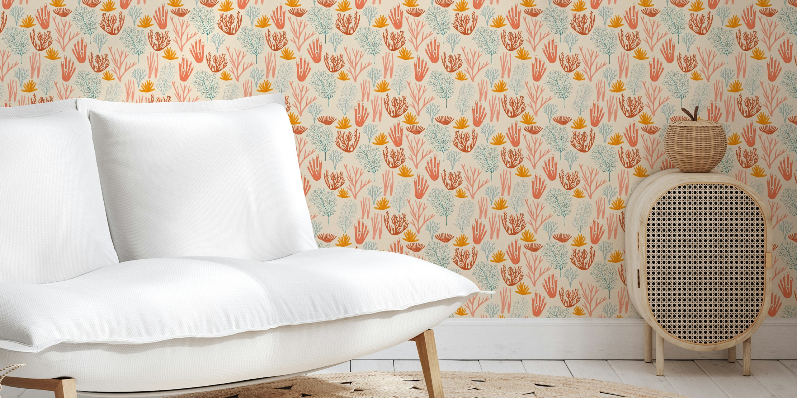 Tropical Coral Vibes tapet i et rom