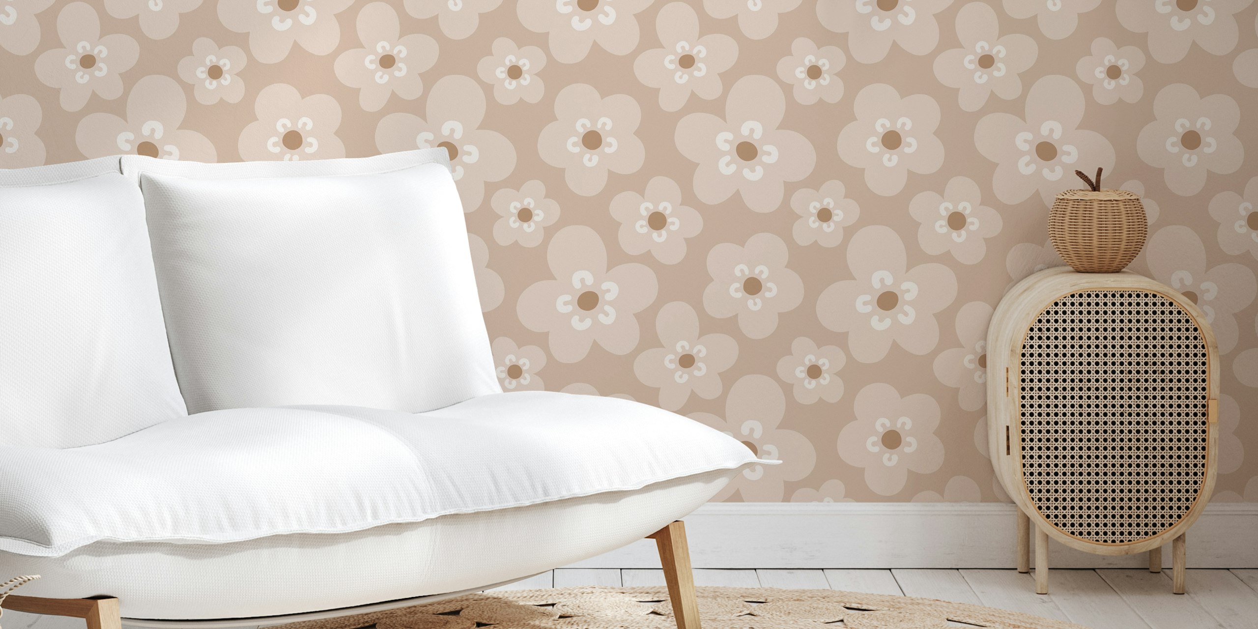 Mimi Scandi Flowers behang in een gezellige kamer