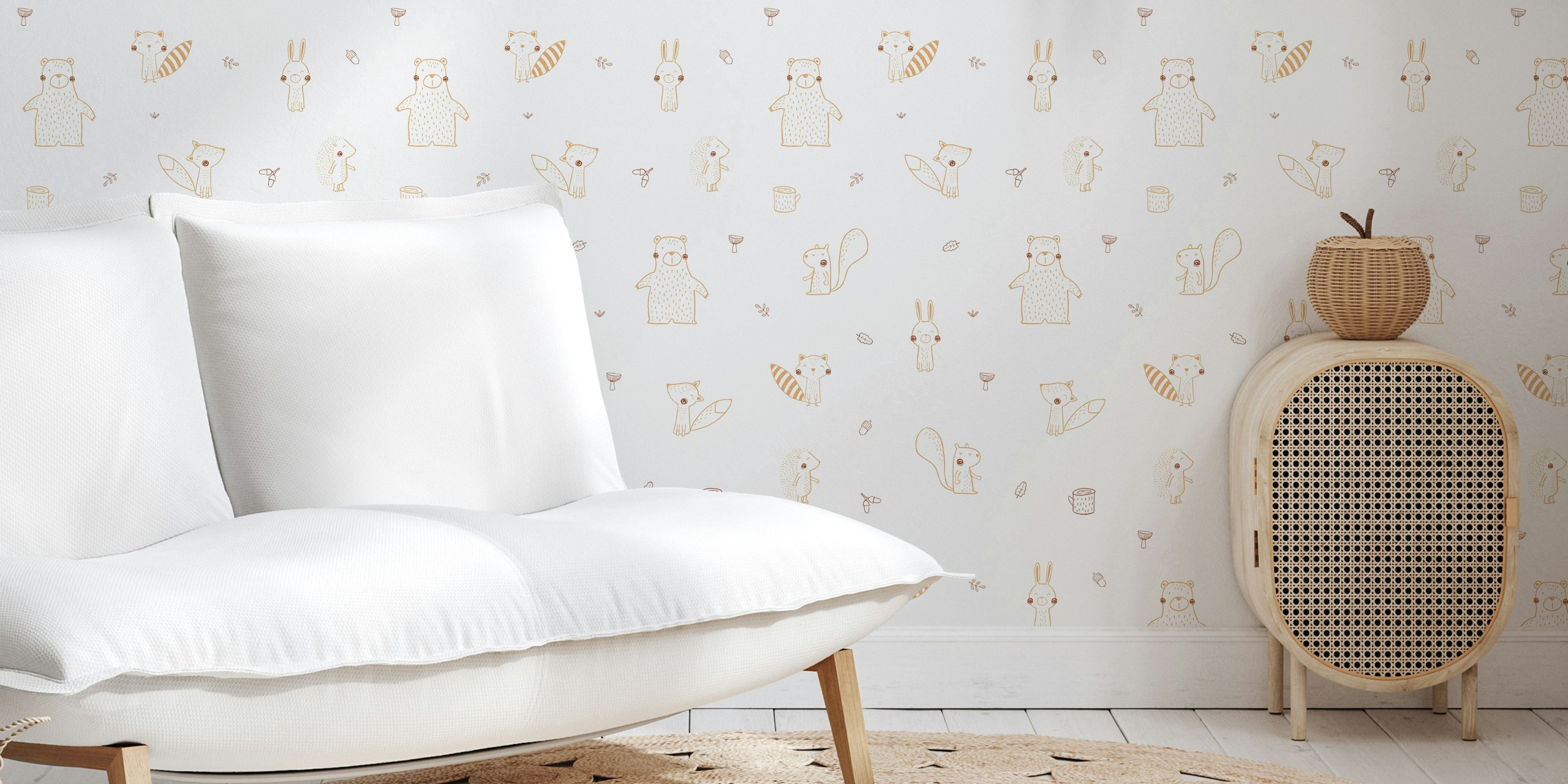 Forest friends wallpaper in a pastel room