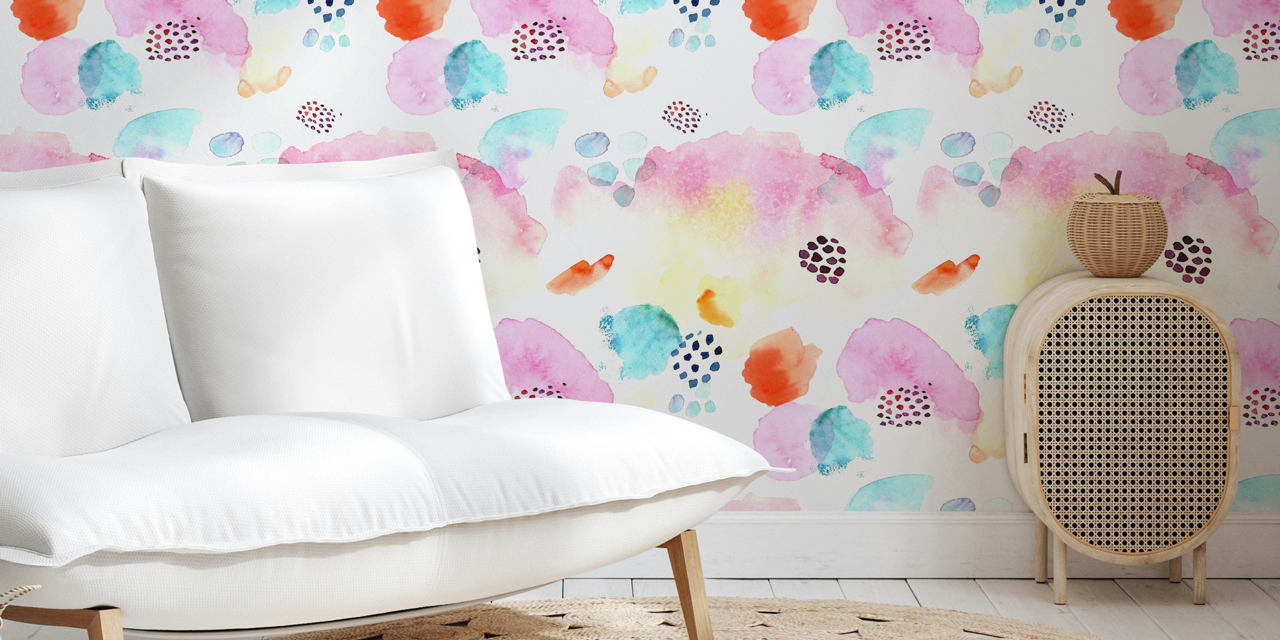 Kids Memphis style wallpaper in a playful room