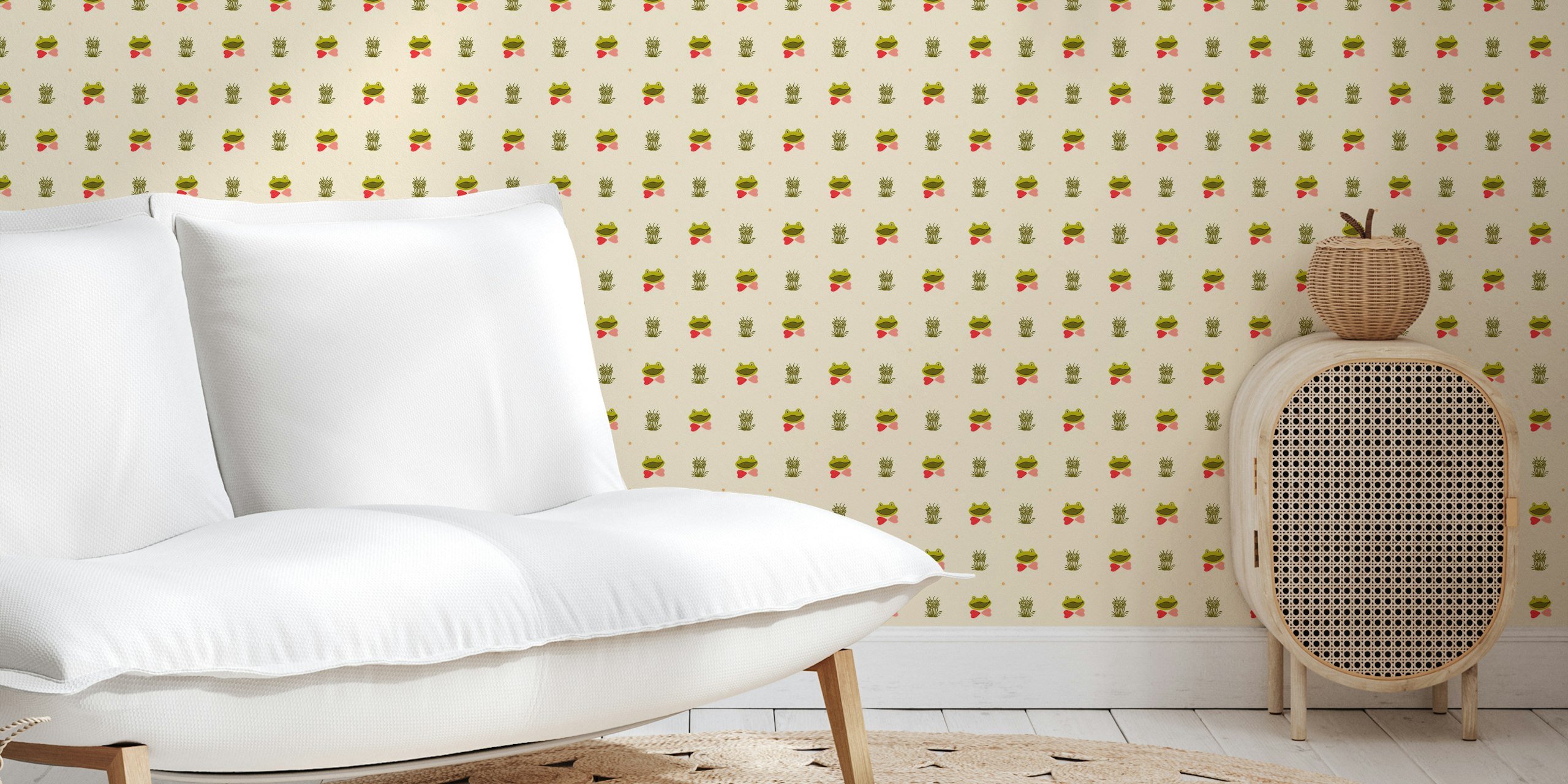 Papier peint Happy Frog beige dans une pièce