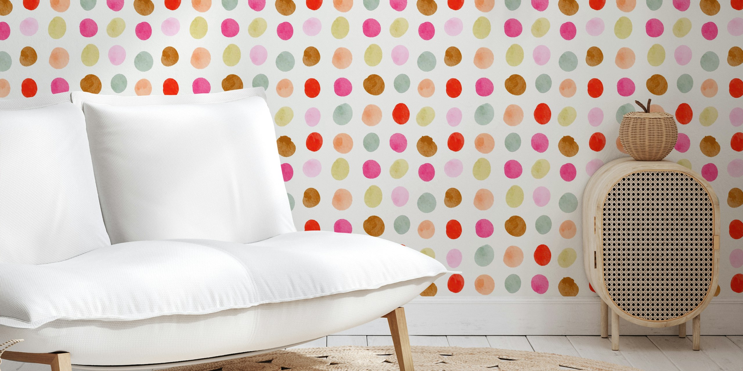 Classic retro polkas wallpaper in een kamer